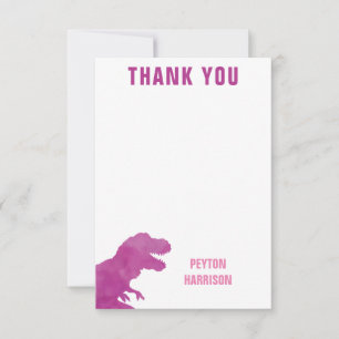 Purple Watercolor Dinosaur Personalised Thank You Card