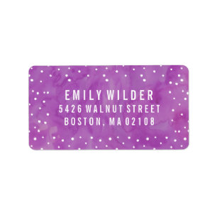 Purple Watercolor Dots Baby Shower Label