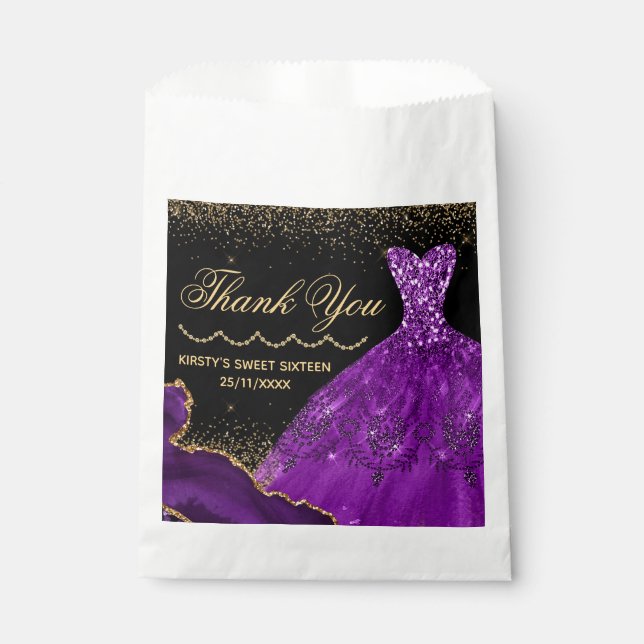 Purple Watercolor Dress Sweet 16 Birthday Favour Bags (Front)