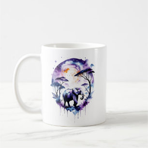 Purple Watercolor Elephant Coffee Mug