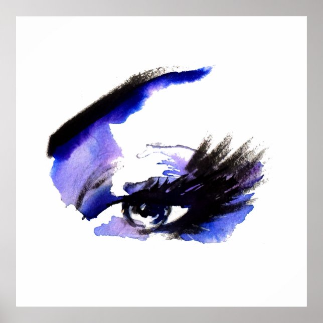 Purple Watercolor eyes lashes  makeup branding Poster (Front)