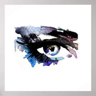 Purple Watercolor eyes lashes  makeup branding Poster