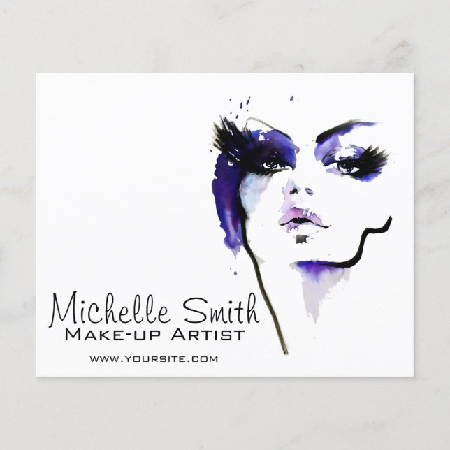 Purple watercolor face makeup artist branding flyer (Front)