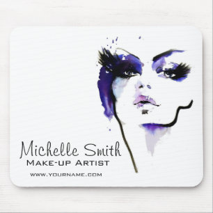 Purple watercolor face makeup artist branding mouse mat
