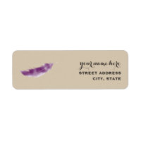 Purple Watercolor Feather Address Label