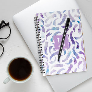 Purple Watercolor Feathers Pattern Notebook