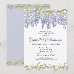 Purple Watercolor Floral Baby Shower Invitations
