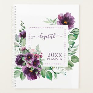 Purple Watercolor Floral Botanical Personalised Planner
