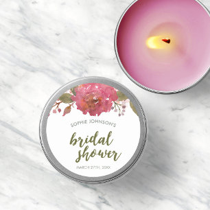 Purple Watercolor Floral Bridal Shower Classic Round Sticker