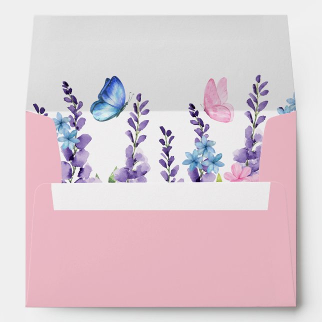 Purple Watercolor floral Butterfly Birthday Envelope (Back (Bottom))