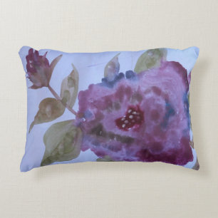 Purple Watercolor Floral Decorative Cushion
