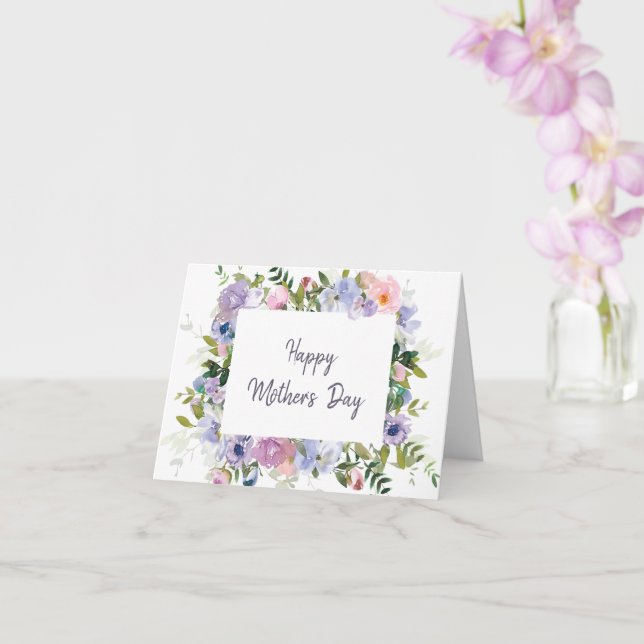 Purple watercolor floral frame Mother's Day Card (Orchid)