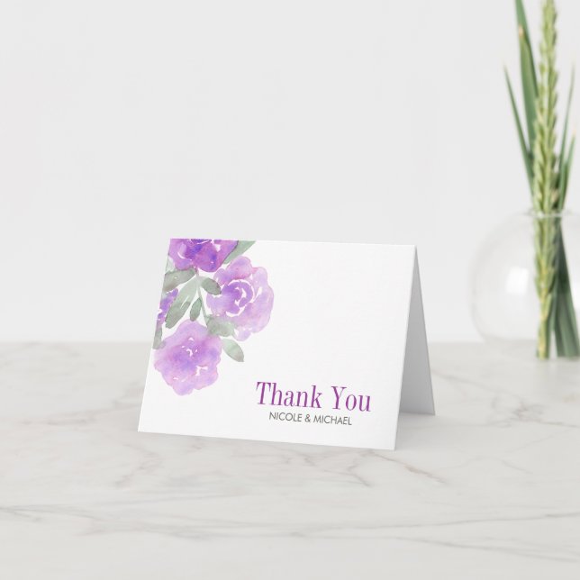 Purple Watercolor Floral Garden Thank You (Front)