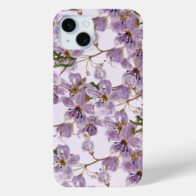 Purple Watercolor Floral iPhone Case  (Back)