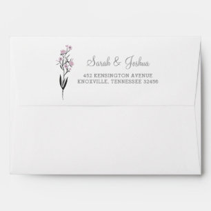 Purple Watercolor Floral liner wedding Envelopes