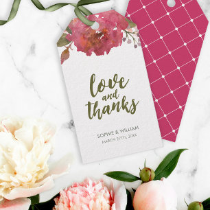 Purple Watercolor Floral Love and Thanks Favour Ta Gift Tags