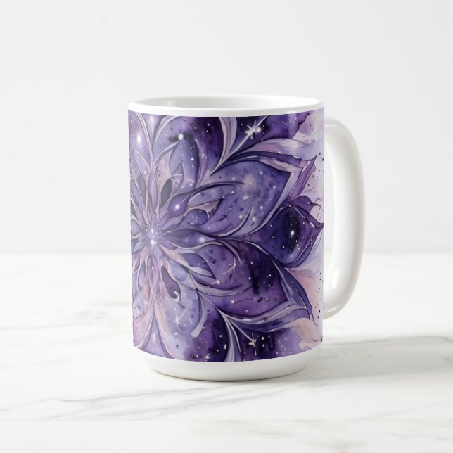 Purple Watercolor Floral Mandala Coffee Mug (Front Right)