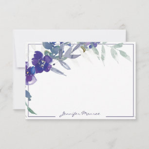 Purple watercolor floral personalised card
