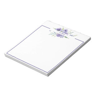 Purple watercolor floral personalised notepad