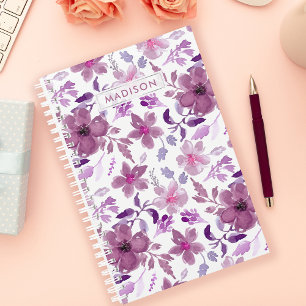 Purple Watercolor Floral Personalised  Planner