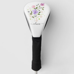 Purple WaterColor Floral Personalised stylish Golf Head Cover