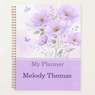 Purple Watercolor Floral Planner Cover