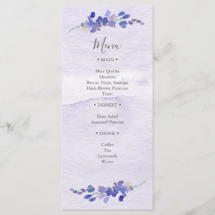 Purple Watercolor Floral Shower Menu