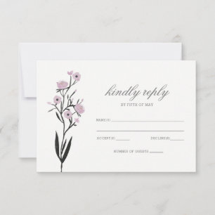 Purple Watercolor Floral Spring Wedding rsvp Card