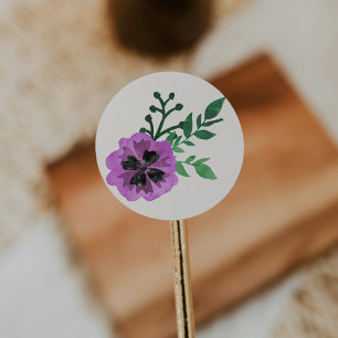Purple Watercolor Floral Stickers