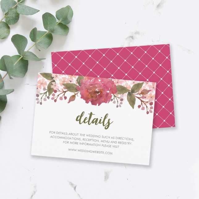 Purple Watercolor Floral Wedding Details Enclosure Card (Creator Uploaded)