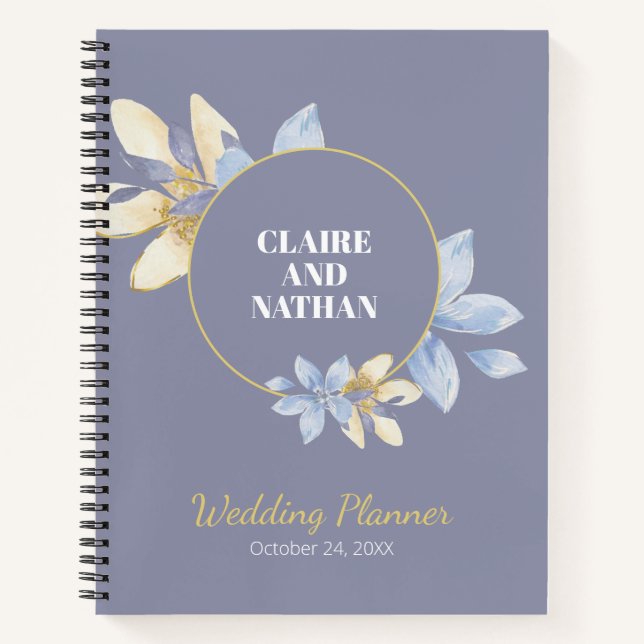 Purple Watercolor Floral Wedding Planner Notebook (Front)
