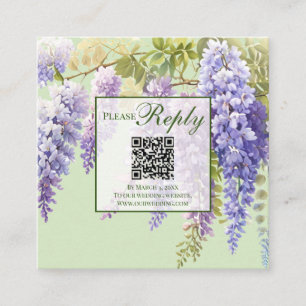 Purple watercolor floral wisteria lilac botanical  enclosure card