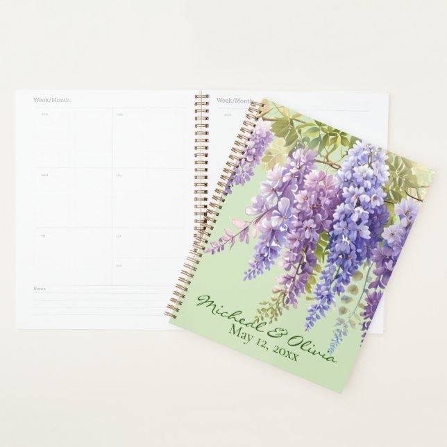Purple watercolor floral wisteria lilac botanical  planner (Display)