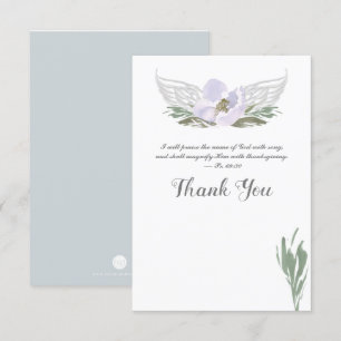Purple Watercolor Florals Angel Wings Thank You Invitation