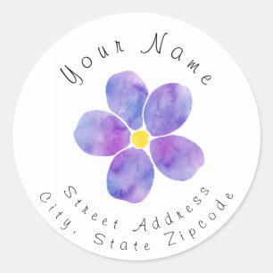 'Purple Watercolor Flower 2' Address Label