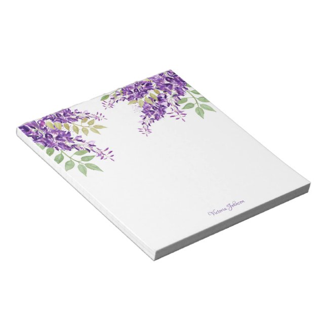 Purple Watercolor Flower Border Notepad (Angled)