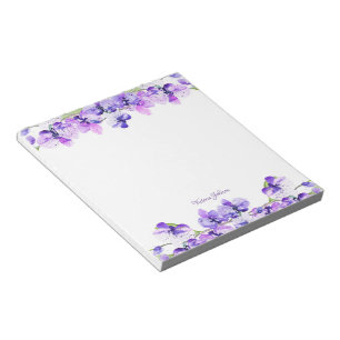 Purple Watercolor Flower Border Notepad