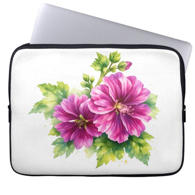 Purple Watercolor Flower Illustration  Laptop Sleeve (Front)