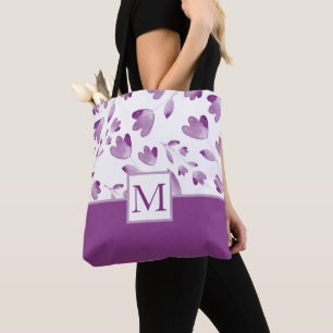 Purple Watercolor Flower Stems Tote Bag