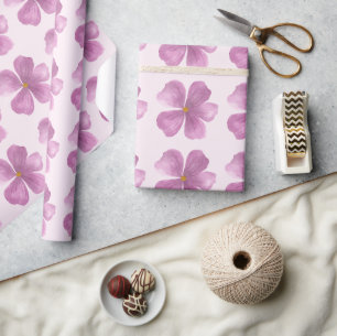 Purple watercolor flower wrapping paper