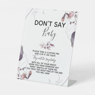 Purple Watercolor Flowers Baby Shower Pedestal Sign