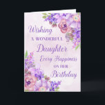 Purple Watercolor Flowers Daughter Birthday Card<br><div class="desc">Birthday card for daughter with purple watercolor flowers and thoughtful verse.</div>