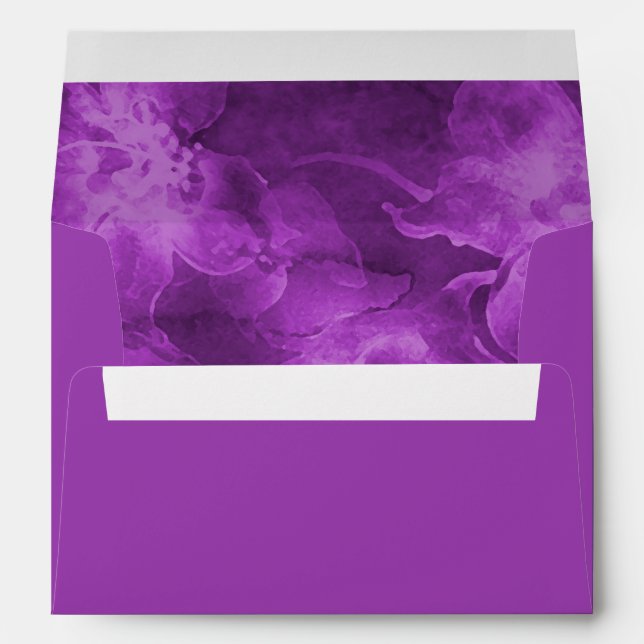 Purple Watercolor Flowers Envelopes (Back (Bottom))