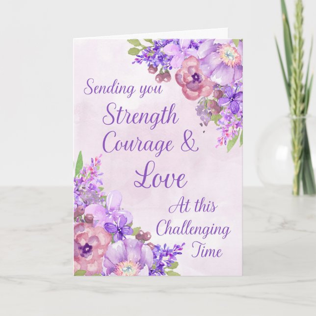 Purple Watercolor Flowers Get Well Soon Card (Front)