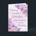 Purple Watercolor Flowers Grandma Birthday Card<br><div class="desc">Birthday card for grandma with purple watercolor flowers and thoughtful verse.</div>