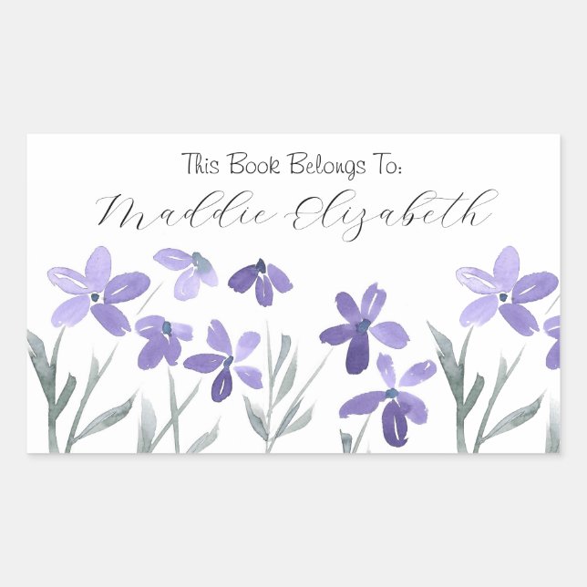  Purple Watercolor Flowers  labels (Front)