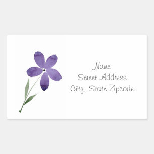 Purple Watercolor Flowers Labels