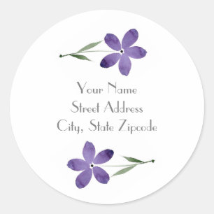 Purple Watercolor Flowers  Labels