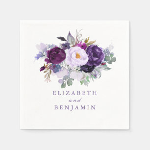 Purple Watercolor Flowers Napkin