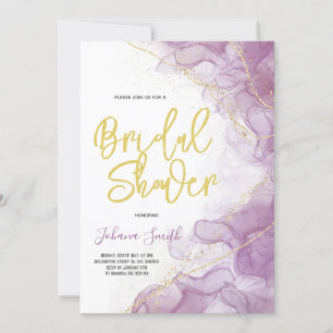 Purple Watercolor Gold Dust Bridal Shower  Invitation